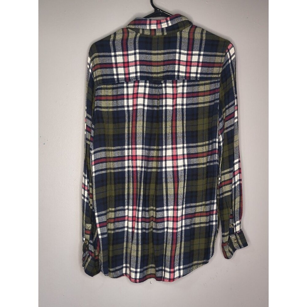 American Eagle Shirt Womens Large Green Plaid Button Up Long Sleeve Flannel SOFT - Picture 9 of 13